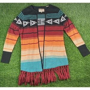 Powder River Outfitters Women's Panhandle‎ Slim Aztec Fringe Cardigan Sweater XL